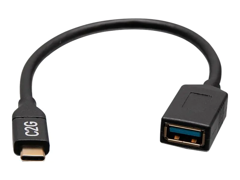 C2G USB-C Male to USB-A Female SuperSpeed USB 5Gbps Adapter Converter - USB-Kabel - USB Typ A (W) zu 24 pin USB-C (M) - USB 3.2 Gen 1 - 30 V - 15 cm - geformt - Schwarz