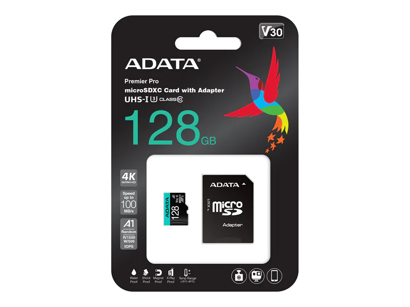 ADATA Premier Pro V30S - Flash-Speicherkarte (SD-Adapter inbegriffen) AUSDX128GUI3V30SA2-RA1
