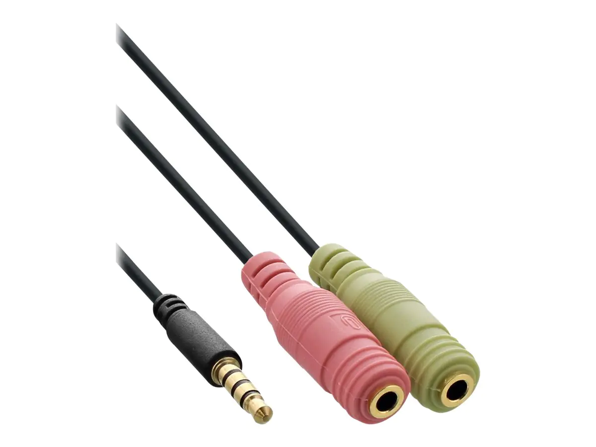 InLine - Audiokabel - 4-poliger Mini-Stecker (M) bis Stereo Mini-Klinkenstecker (W) - 2 m - Schwarz