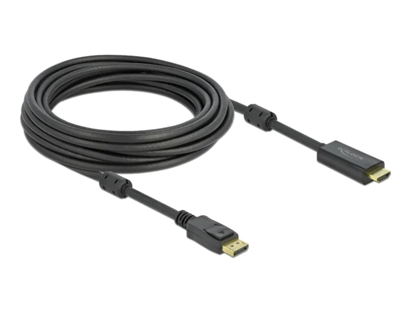 Delock - Adapterkabel - DisplayPort männlich Verriegelung zu HDMI männlich - 2 m - Dreifachisolierung - Schwarz - 4K Unterstützung, aktiv