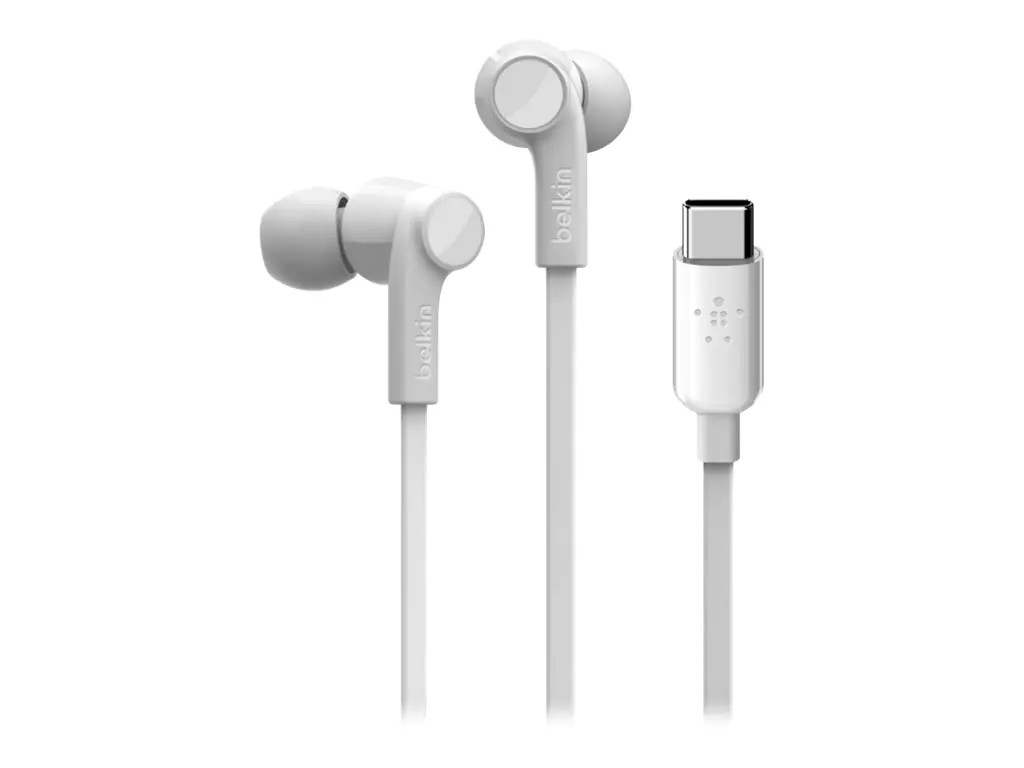 Belkin ROCKSTAR - Ohrhörer mit Mikrofon - im Ohr kabelgebunden - USB-C - Weiß - G3H0002BTWHT