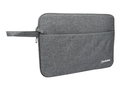 IC Intracom Manhattan Seattle Laptop Sleeve 14.5", Grey, Padded, Extra Soft Internal Cushioning, Main Compartment with double zips, Zippered Front Pocket, Carry Loop, Water Resistant and Durable, Notebook Slipcase, Three Year Warranty - Notebook