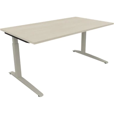 Schreibtisch Kufe Einzels. Quadrat B1600xT900xH650-850 si/Akazie hell