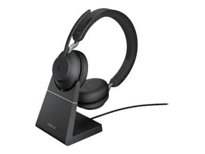 Jabra Evolve2 65 MS Stereo - Headset - On-Ear - Bluetooth - kabellos - USB-A - Geräuschisolierung - Schwarz - mit Ladestation - Zertifiziert für Microsoft Teams
