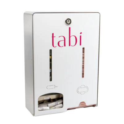 tabi Tampon- und Bindenspender 21,3 x 30,2 x 9,3 cm (B x H x T) 40 Binden, 160 Tampons Edelstahl weiß