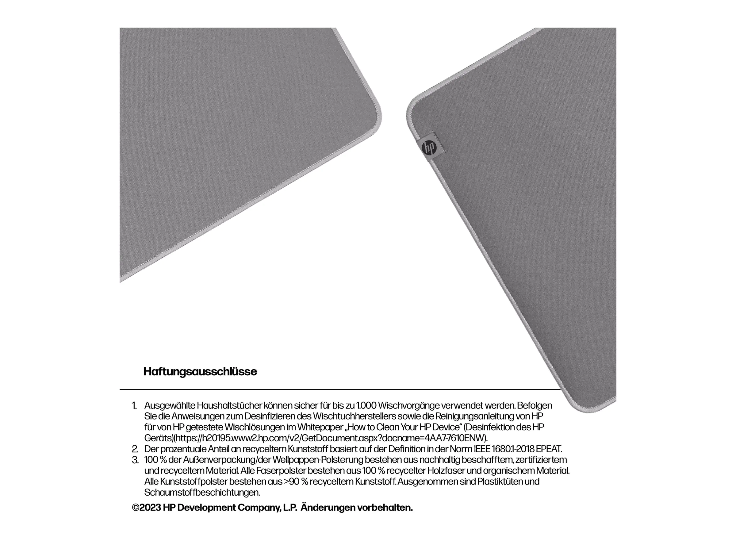HP 205 - Mauspad - desinfizierbar - Grau