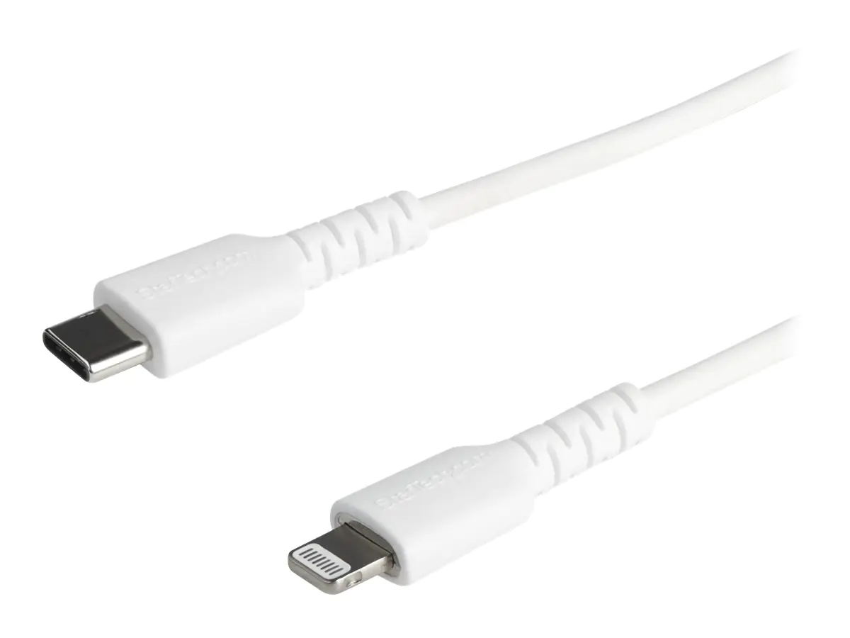 StarTech 1m USB-C auf Lightning-Kabel - Hochbelastbare, robuste Aramidfaser - USB Typ-C auf Lightningkabel - Lade-/Synchronisationskabel - Apple MFi-zertifiziert iPad/iPhone 12 - Weiß (RUSBCLTMM1MW) - Lightning-Kabel - Lightning männlich zu 24 pin USB-C m