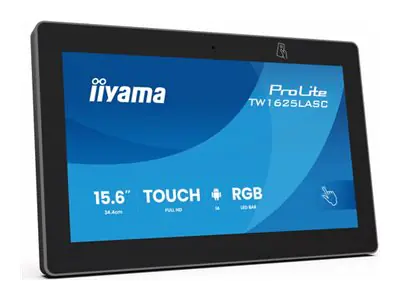 Iiyama ProLite TW1625LASC-B3PNR - Android-PC - Touchscreen-PC - 1 RK3576 / 2.2 GHz - RAM 4 GB - SSD - eMMC 32 GB - Cortex-A72 + A53 - Wi-Fi 6, Bluetooth 5.3, NFC, 1GbE - WLAN: 802.11a/b/g/n/ac/ax, Bluetooth 5.3, NFC - Android 14 - Monitor: LED 39.6
