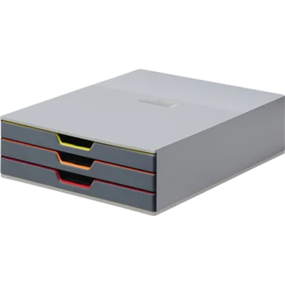 DURABLE Schubladenbox VARICOLOR 3 760327 3Schubfächer grau/farbig