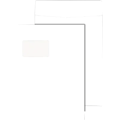 MAILmedia Faltentasche DIN C4 229 x 324 mm (B x H) mit Fenster 140g/m² mit Haftklebung Papier weiß 100 St./Pack.