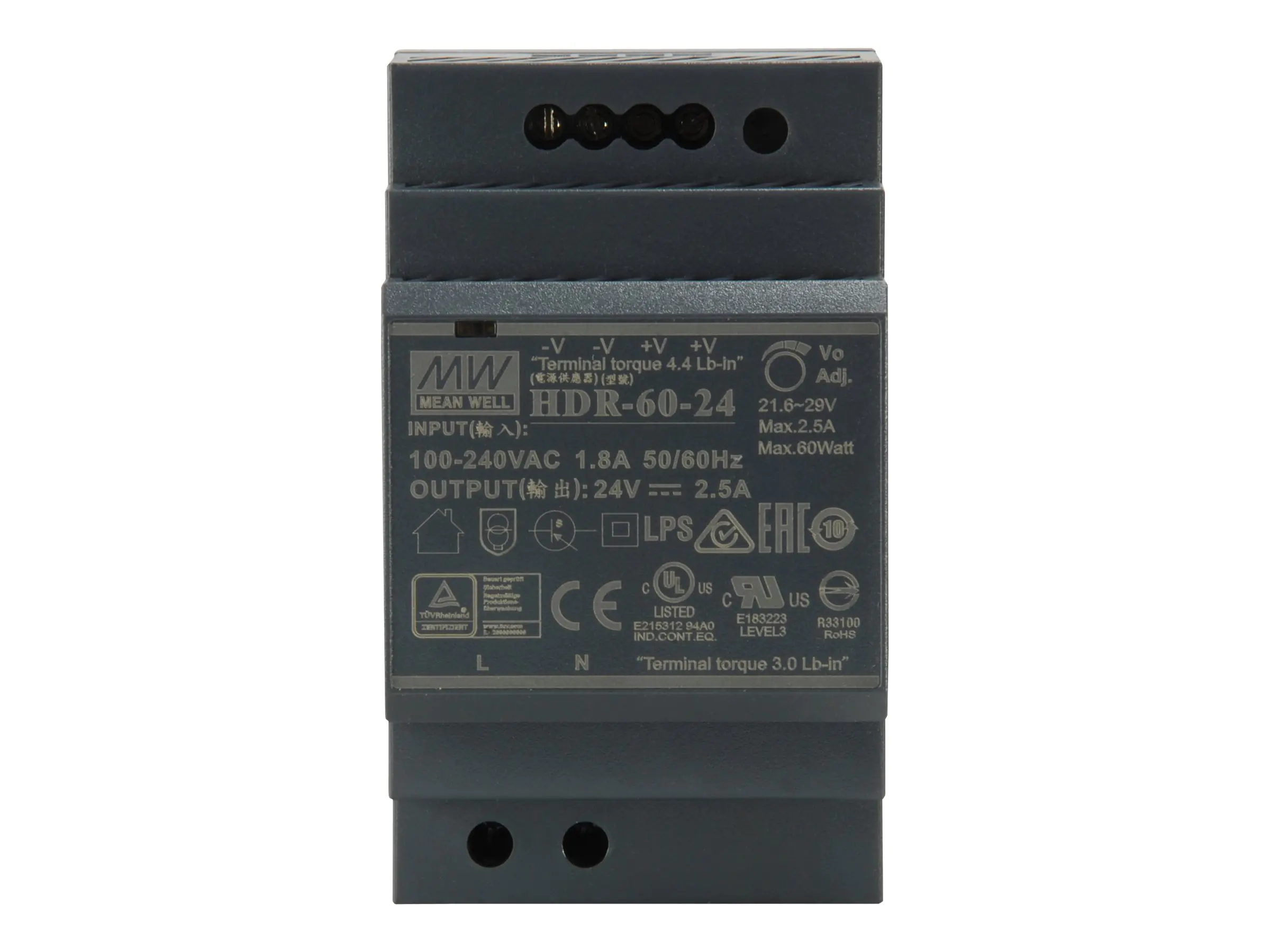 LevelOne POW-2421 - Netzteil (DIN-Schienenmontage möglich) - AC 85 - 264 / DC 124 - 370 V - 60 Watt