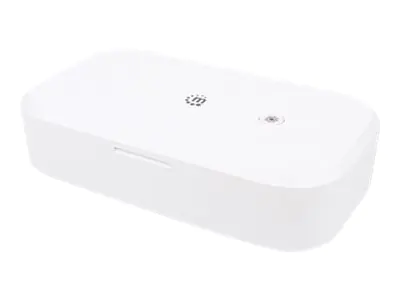 Manhattan UV Phone Sanitizer (Clearance Pricing), Integrated UV LEDs to eliminate germs, viruses and bacteria, Quick 1-minute or 5-minute cleaning cycle, Auto-off UV light when opened, White, Three Year Warranty, Retail Box - UV-Desinfektionskammer für Ha