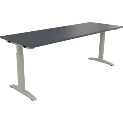 Schreibtisch Kufe Einzels. Quadrat B2000xT700xH650-850 si/Lavagrau