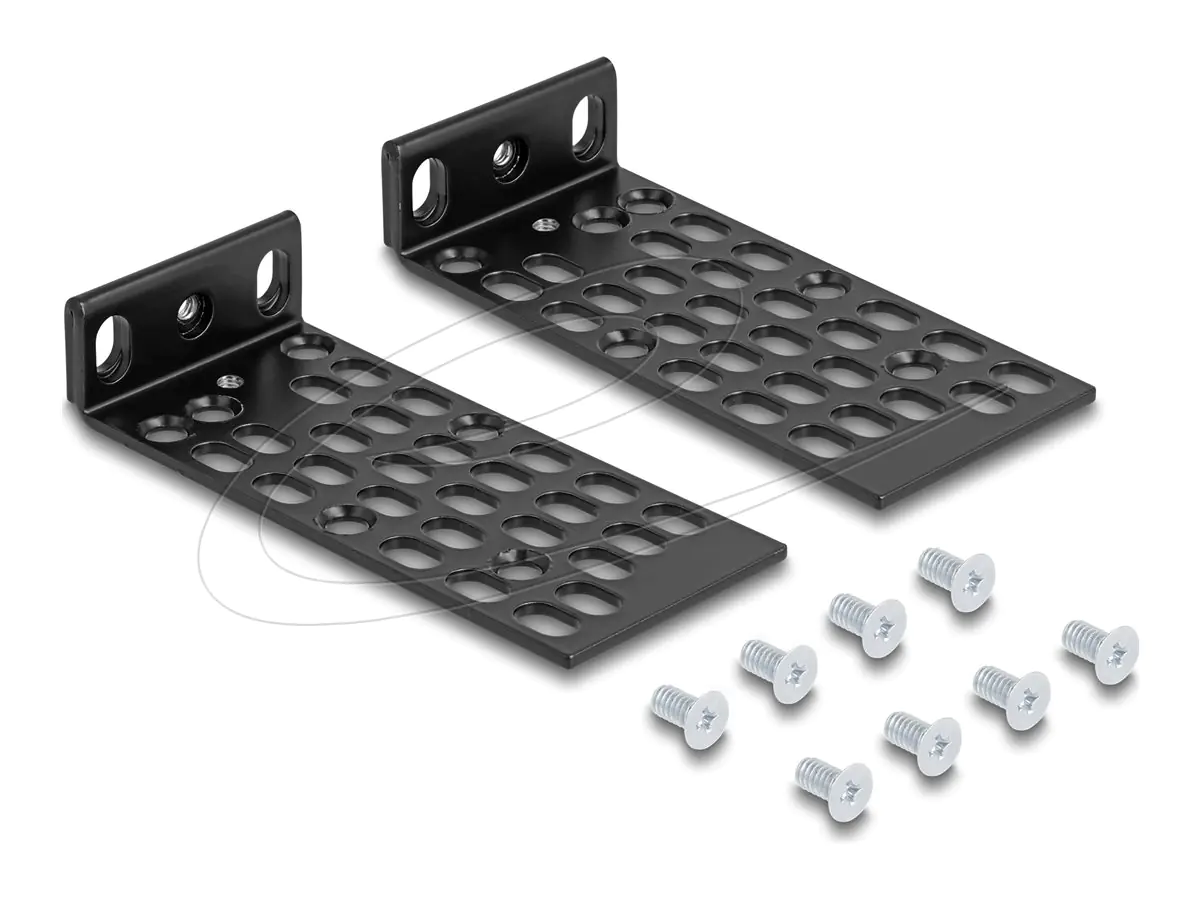 Delock Halterung - Universal - Rack montierbar - Schwarz - 1U (Packung mit 2 Stück) 67281
