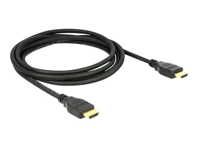 Delock - HDMI-Kabel mit Ethernet - HDMI männlich zu HDMI männlich - 2 m - dreifach abgeschirmtes Twisted-Pair-Kabel - Schwarz - 4K Unterstützung