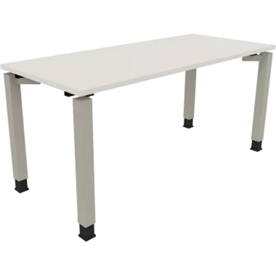 Schreibtisch Vierfuß Quadratrohr B1600xT700xH680-820 si/Weiß