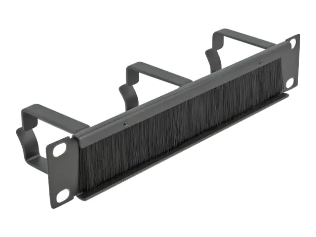 Delock Cable Management Brush Strip with 3 hooks - Kabelführungspanel mit Bürste - Schwarz - 1U -