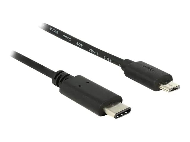 DeLOCK - USB-Kabel - USB-C (M) bis Micro-USB Typ B (M) - USB 2.0 - 3 A - 50 cm - Schwarz