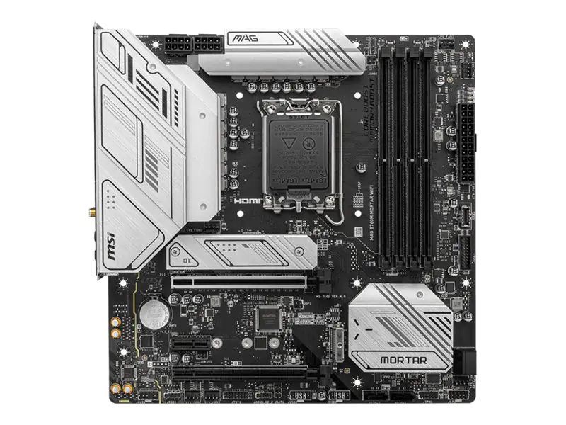 MSI MAG B760M MORTAR WIFI - Motherboard - micro ATX - LGA1700-Sockel - B760 Chipsatz - USB 3.2 Gen 1, USB 3.2 Gen 2, USB-C 3.2 Gen2, USB-C 3.2 Gen 2x2 - 2.5 Gigabit LAN, Bluetooth, Wi-Fi - Onboard-Grafik (CPU erforderlich) - HD Audio (8-Kanal)