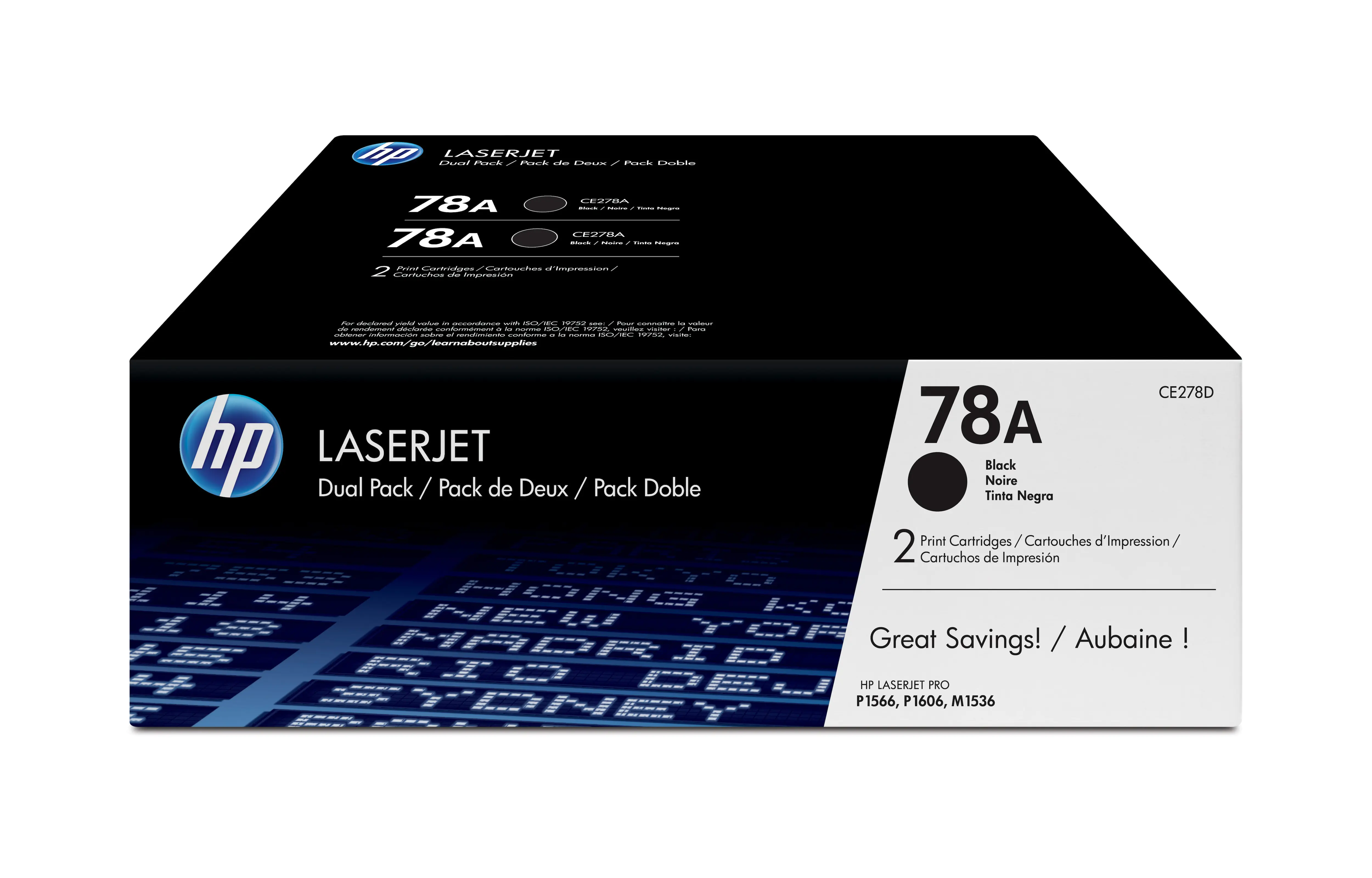 HP 78A - 2er-Pack - Schwarz - Original - LaserJet - Tonerpatrone (CE278AD) - für LaserJet Pro M1536dnf, P1566, P1606DN, P1607dn, P1608dn, P1609dn