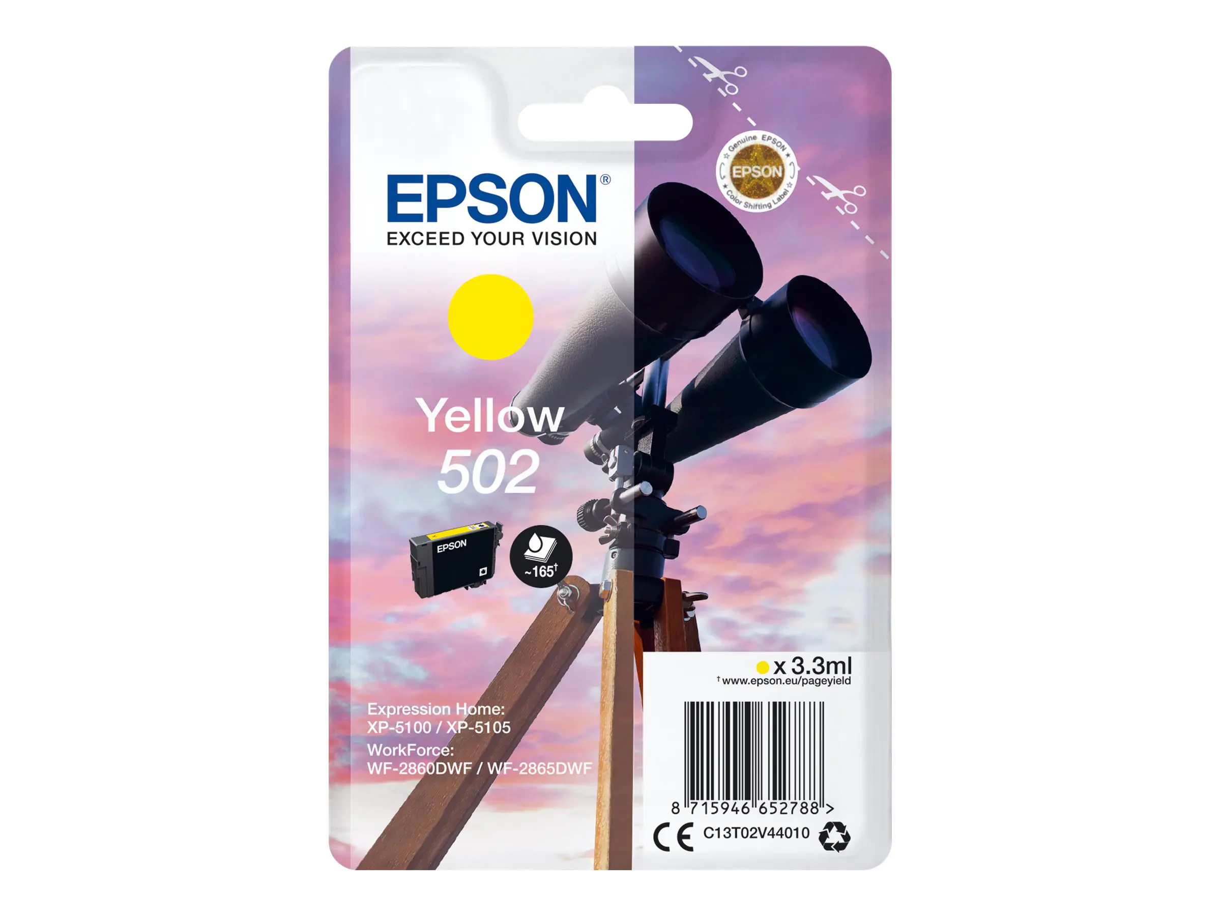 Epson 502XL - 6.4 ml - mit hoher Kapazität - Gelb - original - Blisterverpackung - Tintenpatrone - für Expression Home XP-5100, 5105, 5150, 5155; WorkForce WF-2860, 2865, 2880, 2885