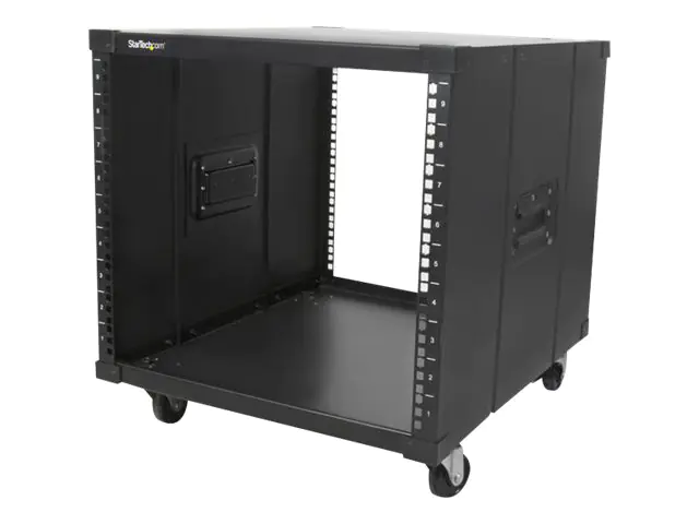 StarTech Mobiles Server Rack mit Griffen - rollbarer Serverschrank / Netzwerschrank - 9HE - Schrank - Schwarz - 9U - 58.4 cm (23")