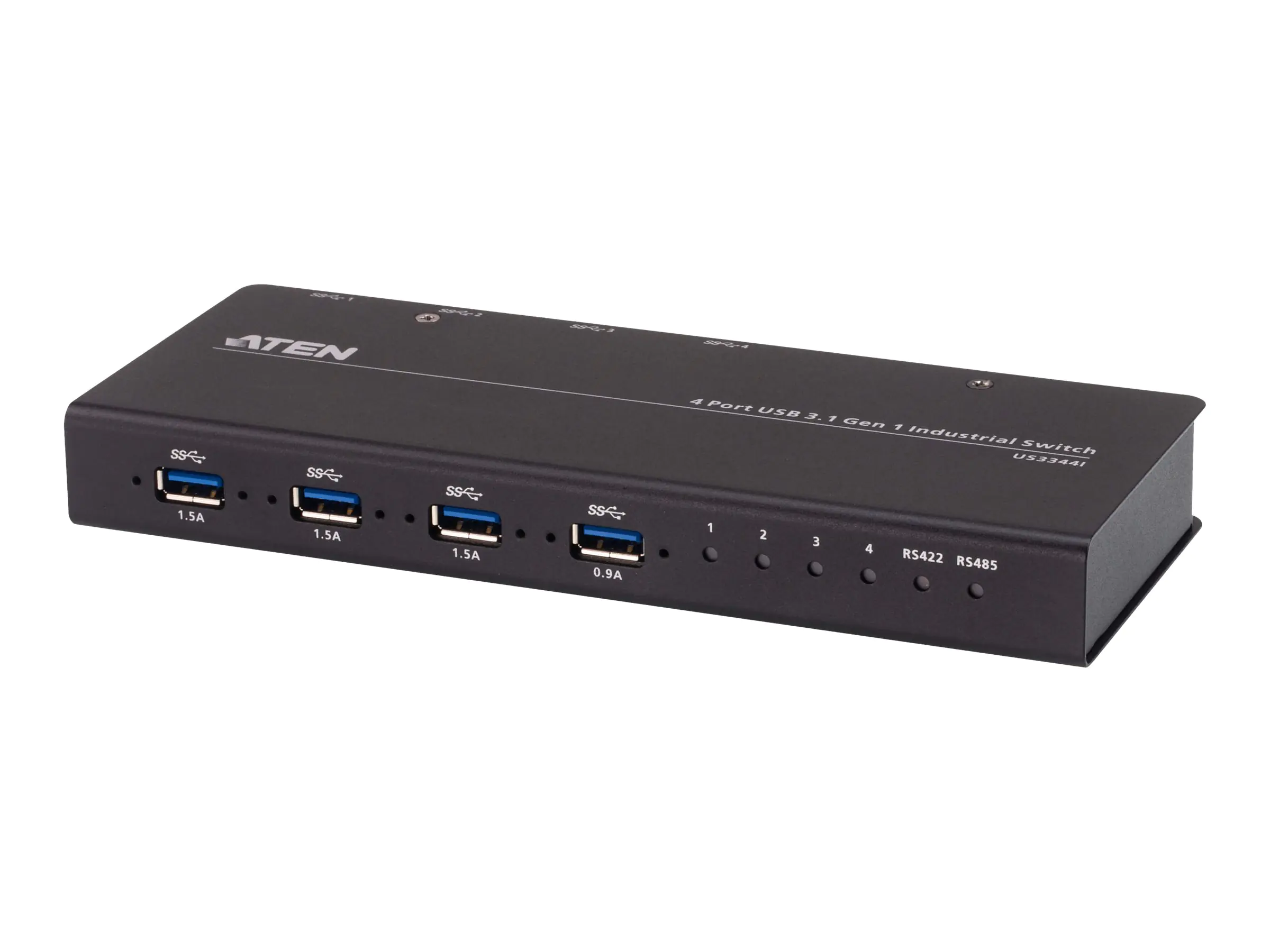 ATEN US3344I - USB-Umschalter für die gemeinsame Nutzung von Peripheriegeräten - 4 x USB 3.2 Gen 1 - Desktop, an Rack montierbar - Gleichstrom