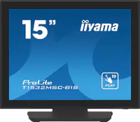 iiyama ProLite T1532MSC-B1S - LCD-Monitor - 38 cm (15") - Touchscreen - 1024 x 768 - TN - 350 cd/m² - 800:1 - 8 ms - HDMI, VGA, DisplayPort - Lautsprecher - Schwarz, Matte