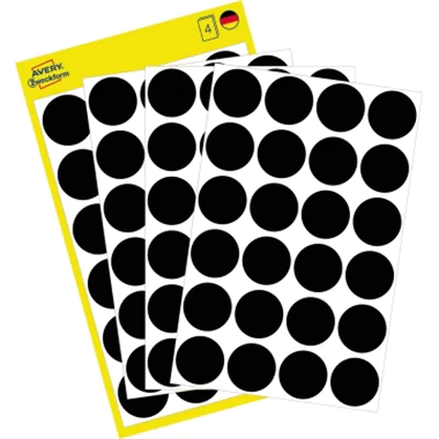 Avery Zweckform Farbkodierungspunkt - 1,8 cm Durchmesser - nicht magnetisch - Schwarz (Packung mit 96) 3003