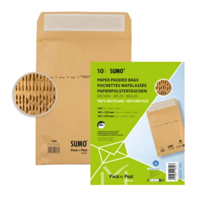 SUMO Papierpolstertasche C mit Haftklebung Papier, 100 % recycelt braun 10 St./Pack.
