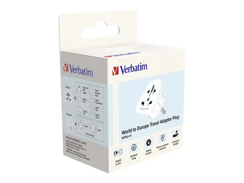 Verbatim WTEU-01 - Adapter für Power Connector - CEE 7/4 / CEE 7/7 (S) zu Typ L, Typ N, Typ I, Typ G, Typ C, Typ B, Typ A, Typ J (R) - 250 V - 10 A