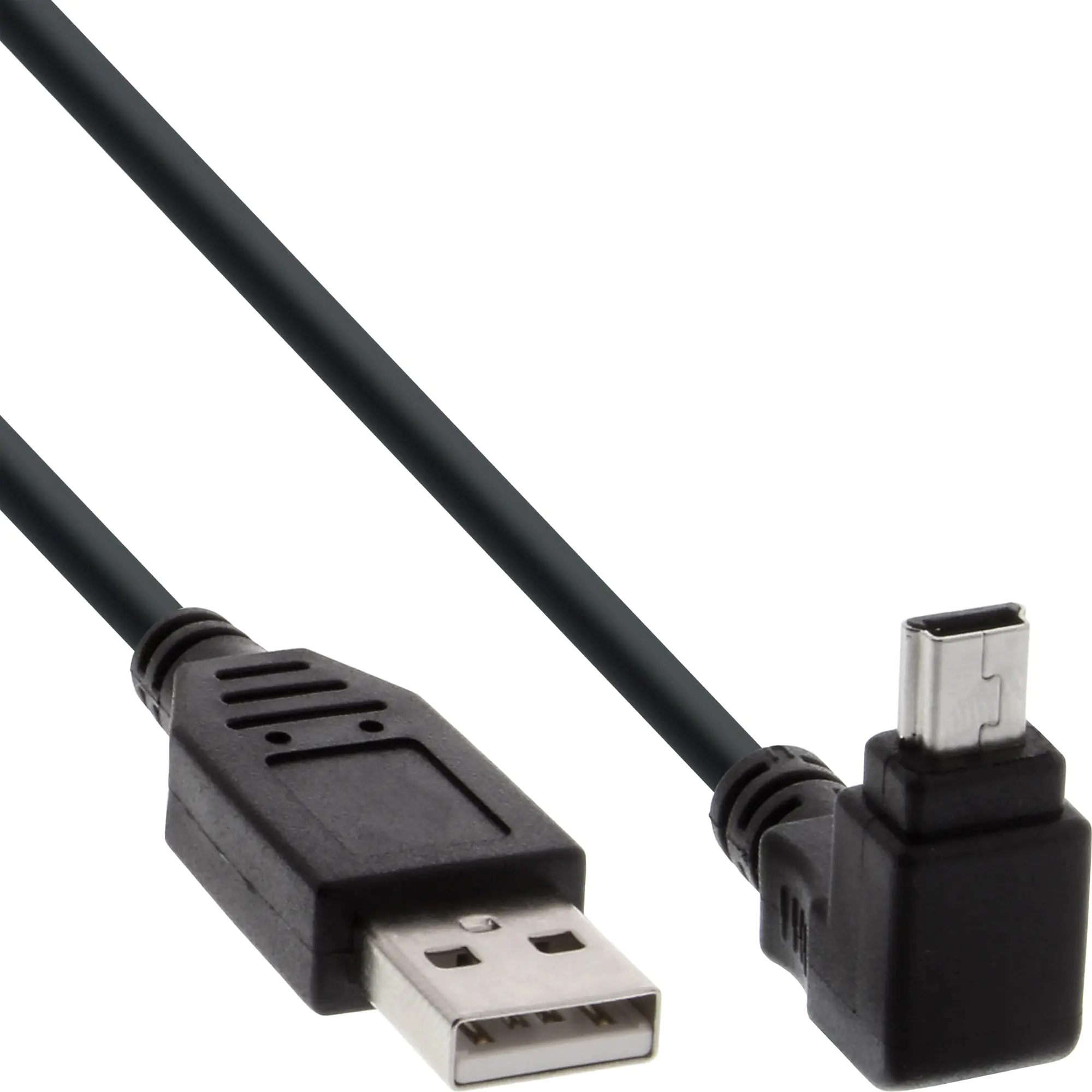 InLine - USB-Kabel - Mini-USB, Typ B (M) zu USB (M) - USB 2.0 - 1 m - 90° Stecker - Schwarz