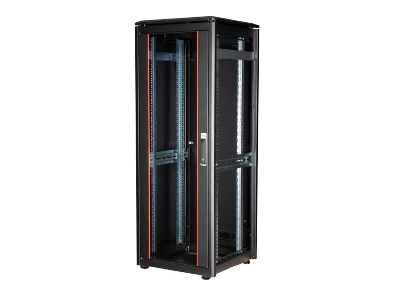 Equip Dynamic Flex Line - Schrank Netzwerkschrank - 600x600 mm, mit Glastür, abnehmbare und abschließbare Paneele, montiert - freistehend - Schwarz, RAL 9005 - 32U - 48.3 cm (19") EDF-32-6060-B-BIAA