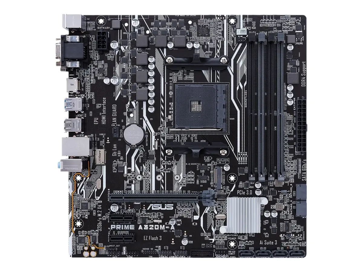 Asus PRIME A320M-A - Motherboard - micro ATX - Socket AM4 - AMD A320 - USB 3.1 Gen 1 - Gigabit LAN - Onboard-Grafik (CPU erforderlich)