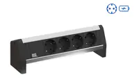 Bachmann DESK 1 - Steckdosenleiste - Eingabe, Eingang GST18 - Ausgangsanschlüsse: 1 (Stromversorgung, 2 x USB) - Schwarz, Mattes Chrom