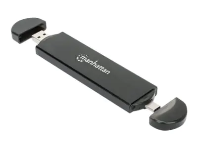 Manhattan M.2 NVMe and SATA SSD Enclosure, USB-C & USB-A Male Connection, Up to 10 Gbps (USB 3.2 Gen2 aka USB 3.1), For 2230/2242/2260/2280 SSDs with M Key or B+M Key, SuperSpeed+ USB, Aluminum, Black, Three Year Warranty, Box - Speichergehäuse - M.2 - M.