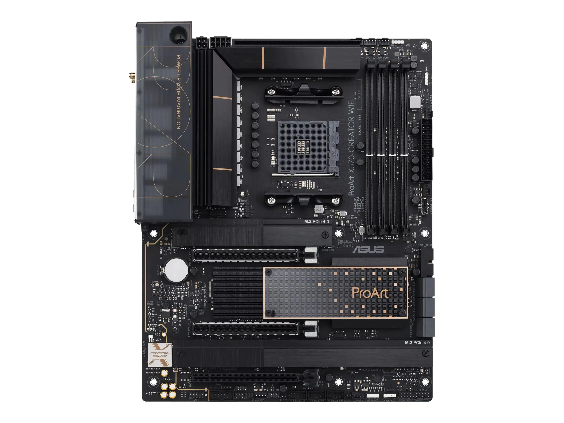 ASUS ProArt X570-CREATOR WIFI - Motherboard - ATX - Socket AM4 - AMD X570 Chipsatz - USB-C Gen2, USB 3.2 Gen 1, USB 3.2 Gen 2 - 10 Gigabit LAN, 2.5 Gigabit LAN, Wi-Fi 6, Bluetooth - Onboard-Grafik (CPU erforderlich) - HD Audio (8-Kanal)