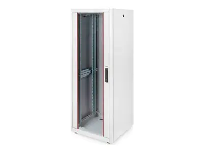 Equip Basic Flex Line - Schrank Netzwerkschrank - 600x600 mm, mit Glastür, abnehmbare und abschließbare Paneele, montiert - freistehend - Hellgrau, RAL 7035 - 32U - 48.3 cm (19") EBF-32-6060-G-BAAA