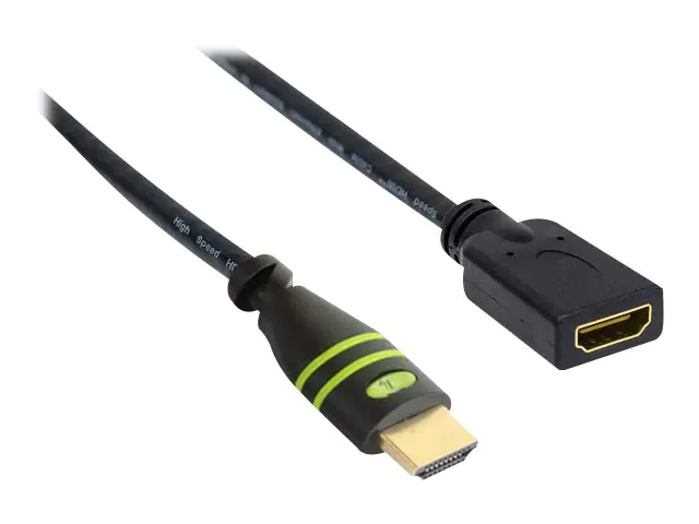 TECHly - Highspeed - HDMI-Verlängerungskabel mit Ethernet - HDMI männlich zu HDMI weiblich - 1.8 m - Doppelisolierung - Schwarz - 4K Unterstützung