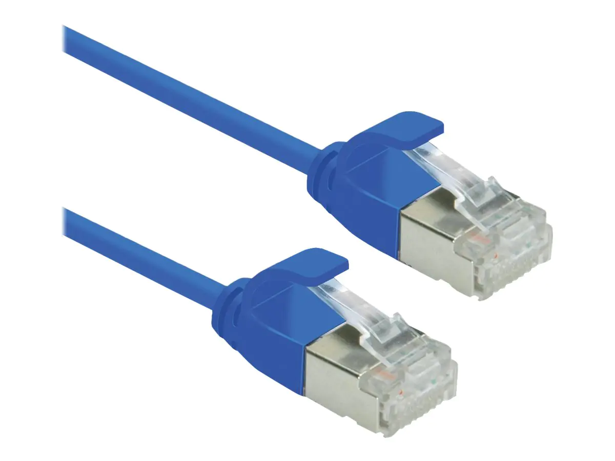 Roline DataCenter - Patch-Kabel - RJ-45 (M) zu RJ-45 (M) - 3 m - 3.6 mm - U/FTP - CAT 6a - halogenfrei, geformt, ohne Haken, verseilt, 10 Gigabit Ethernet - Blau, Pantone 647C