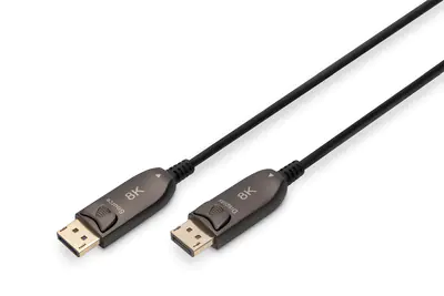 Digitus - DisplayPort-Kabel - DisplayPort (M) zu DisplayPort (M) - DisplayPort 1.4 - 10 m - Active Optical Cable (AOC), FEC, unterstützt 8K 60 Hz (7680 x 4320), Support von 4K 120 Hz, Dolby TrueHD-Unterstützung, Dolby DTS-HD Master Audio-Unterstützung, Dr