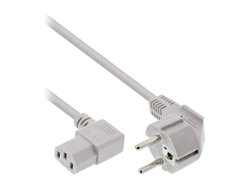 InLine - Stromkabel - CEE 7/7 (M) gewinkelt bis IEC 60320 C13 gewinkelt - 50 cm - Grau