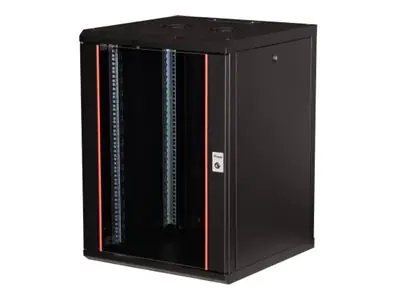 Equip Pro Mount - Schrank Netzwerkschrank - 600x600 mm, mit Glastür, abnehmbare und abschließbare Paneele, montiert - geeignet für Wandmontage - Tiefschwarz (RAL 9005) EPM-16-6060-B-CBAA