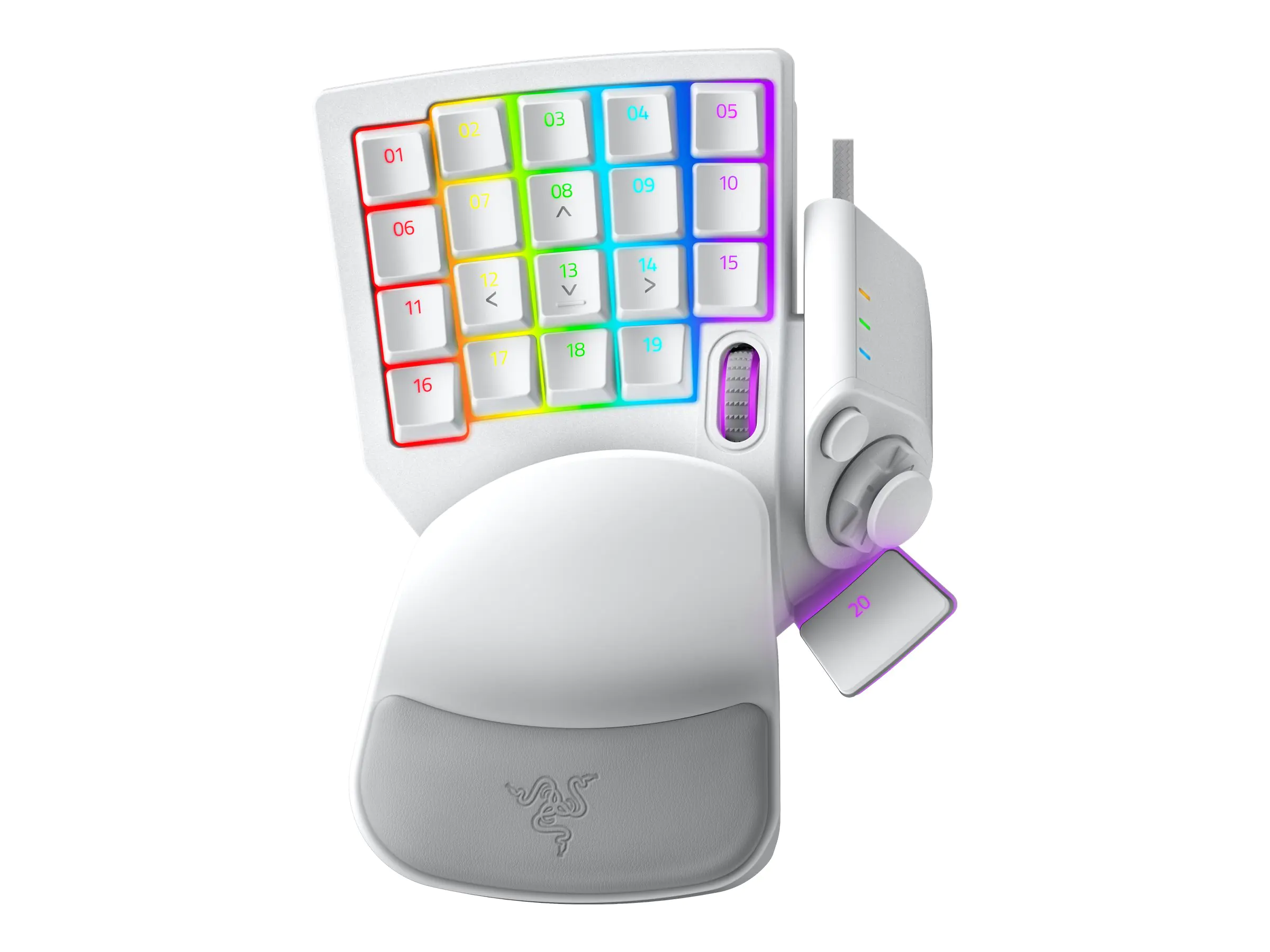 Razer Tartarus Pro - Tastenfeld - mit 8-way directional thumbpad, Scroll-Rädchen, Key-Map-Anzeige, Hyperesponse Daumentaste, Leertaste-Aktuator - hintergrundbeleuchtet - USB - Tastenschalter: Razer Analog Optical Switches - Mercury White