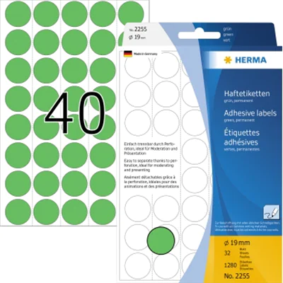 HERMA Markierungspunkt 2255 19mm Papier grün 1.280 St./Pack.