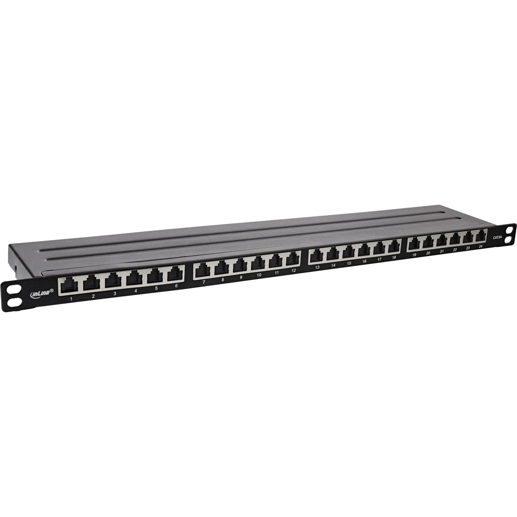 InLine 19" Patchfeld Cat.6A 0,5 HE 24-fach - mit Staubschutz - schwarz