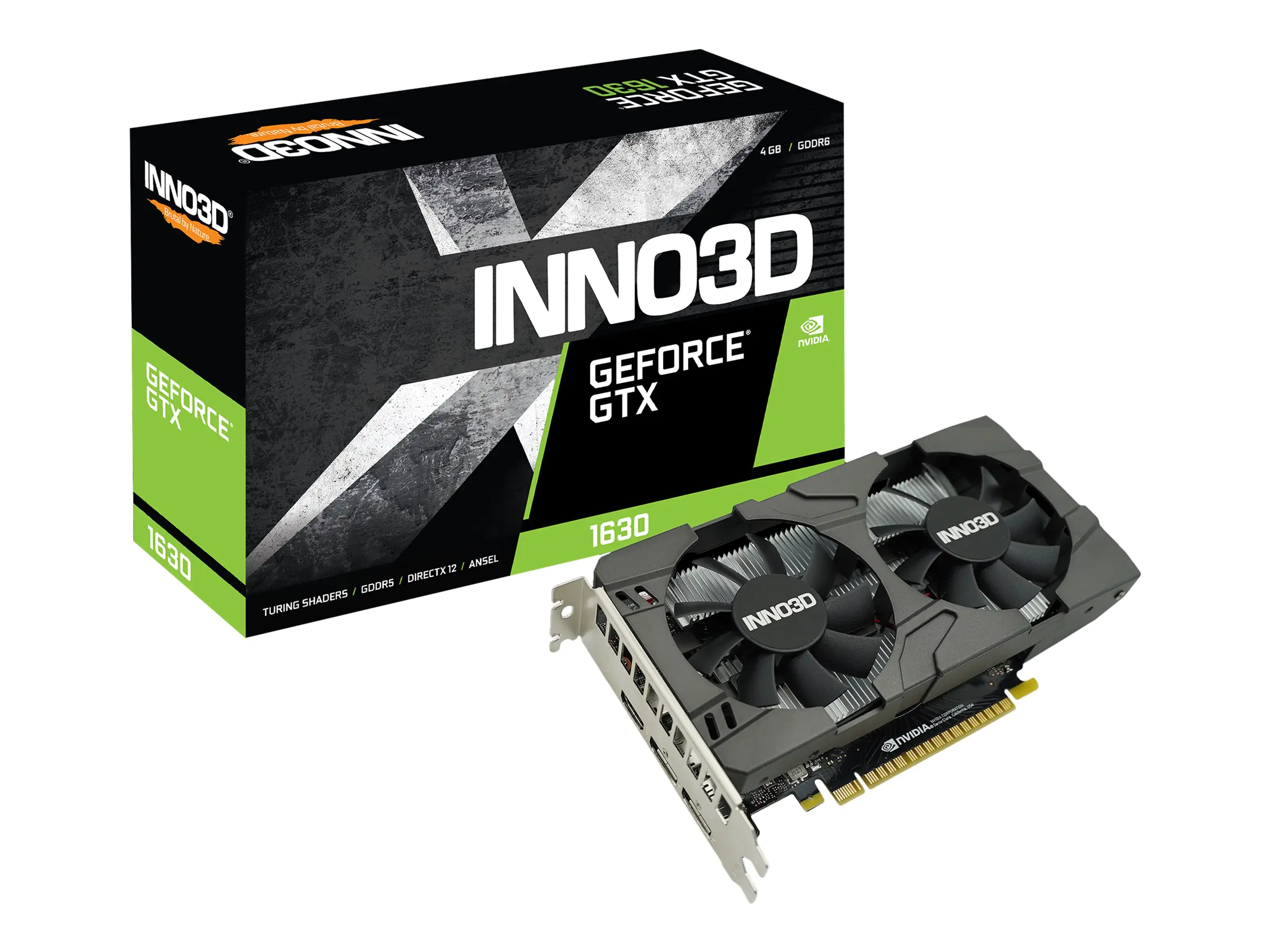 Inno3D GeForce GTX 1630 TWIN X2 OC - Grafikkarten - NVIDIA GeForce GTX 1630 - 4 GB GDDR6 - PCIe 3.0 x16 - HDMI, 2 x DisplayPort