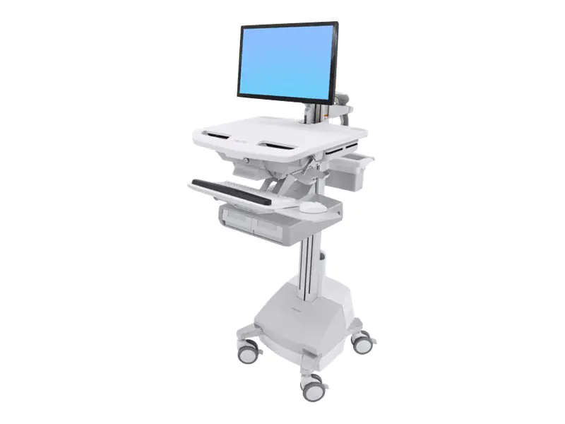 Ergotron Cart with LCD Arm, SLA Powered, 2 Drawers - Wagen - offene Architektur - für LCD-Display / PC-Ausrüstung - verriegelbar - Aluminium, verzinker Stahl, hochwertiger Kunststoff - Bildschirmgröße: bis zu 61 cm (bis zu 24 Zoll) SV44-12A1-2