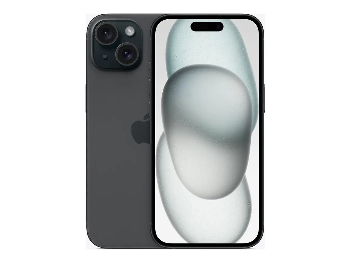 Apple iPhone 15 - 5G Smartphone - Dual-SIM / Interner Speicher 256 GB - OLED-Display - 6.1" - 2556 x 1179 Pixel - 2 x Rückkamera 48 MP, 12 MP - front camera 12 MP - Schwarz