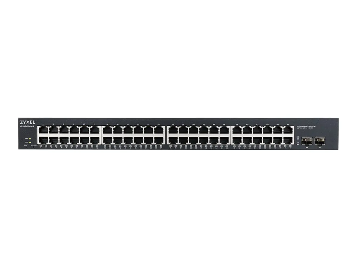 Zyxel GS1900-48 - Switch - Smart - 48 x 10/100/1000 + 2 x Gigabit SFP - Desktop, an Rack montierbar, wandmontierbar
